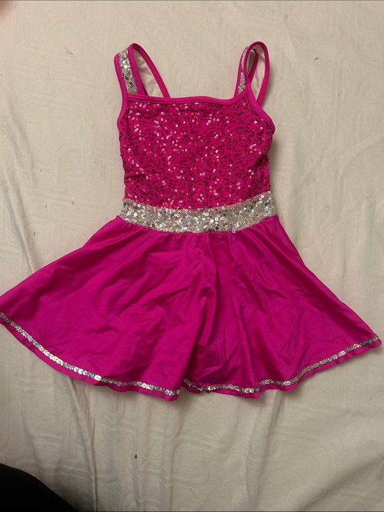 Weissman Other - Weissman Hot Pink Sequin Dance Dress with Silver Trim